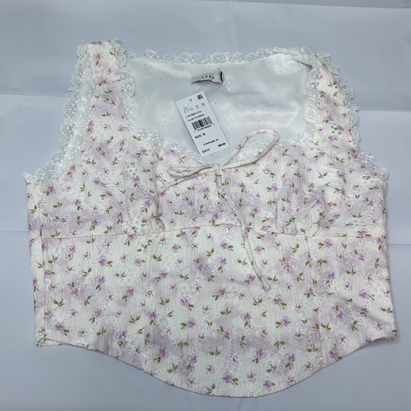 Lush Pink and White Floral Crop Top - Picture 2 of 5